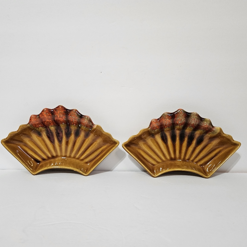 California Pottery Vintage MCM Replacement Dishes 2pc Gold Orange No 337 USA